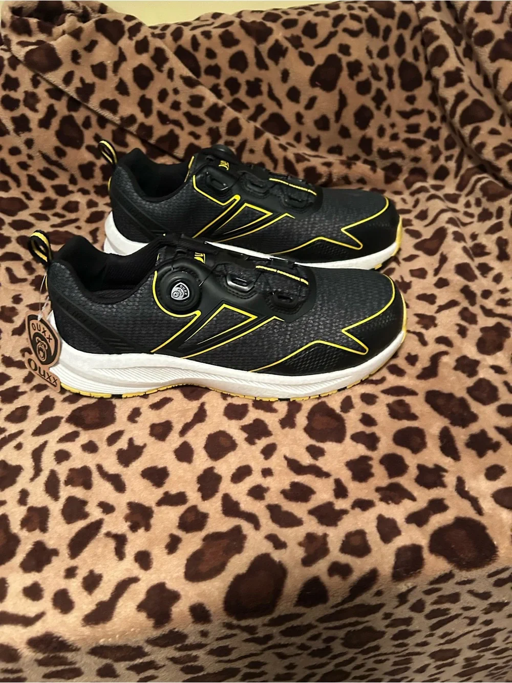 Men's Black and Yellow Athletic Shoes with Dial Closure